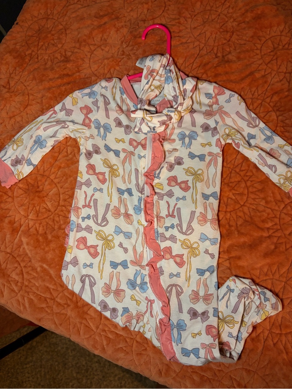Girls Milkberry Bow Print Pjs- 3/6mo